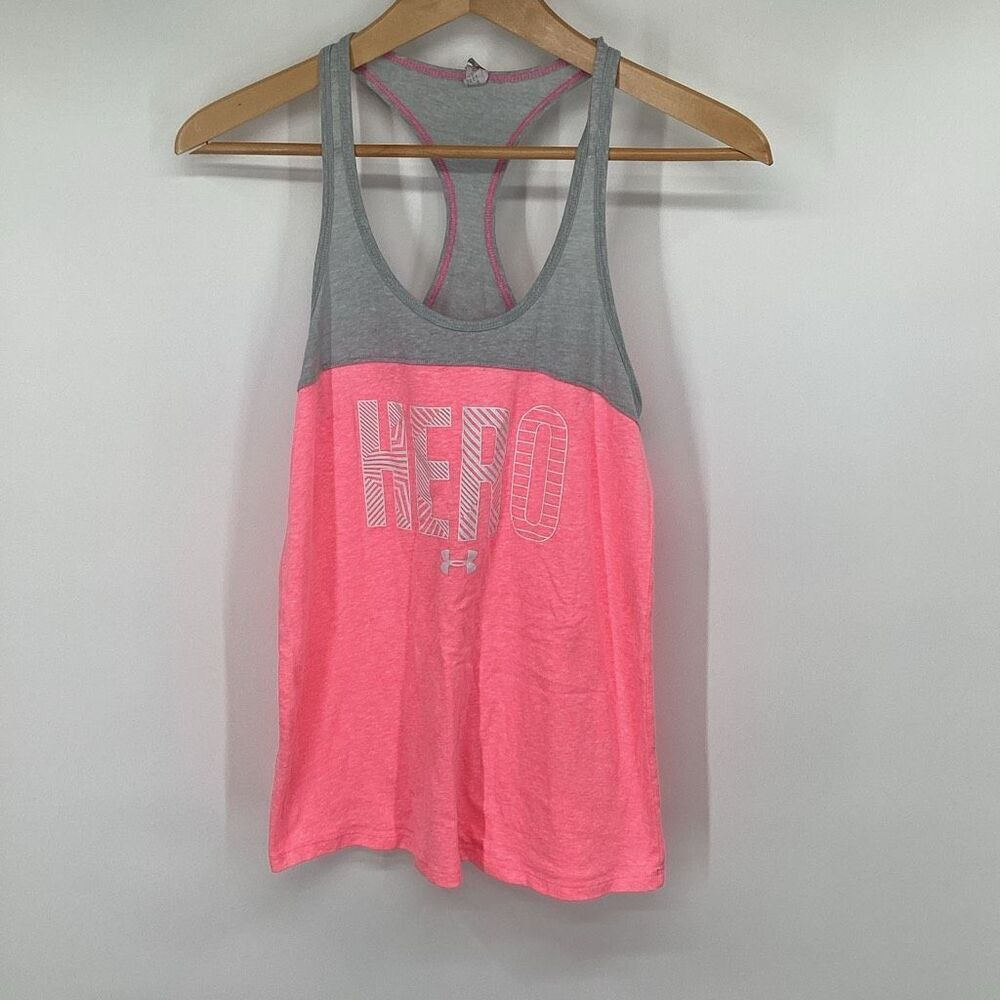 Ladies Under Armour‎ Hero" Breast Cancer Awareness Fitness Tank pink/gray small